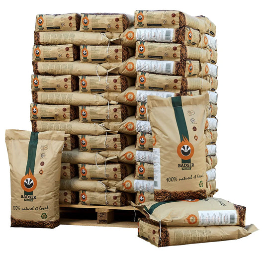 Pellets de madera de tejón – 1 palé (66 sacos de 15 kg)